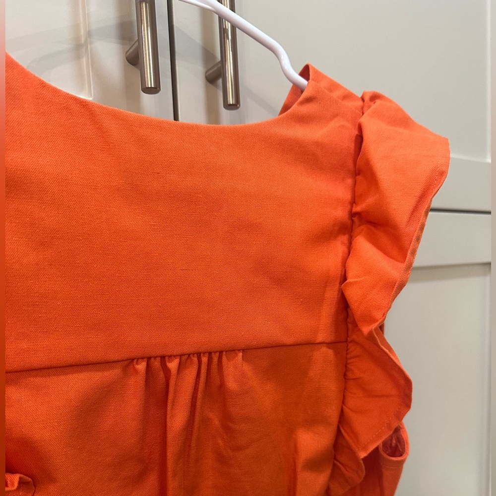 Orange Ruffled V-Neck Top - junior XL - Picture 7 of 8